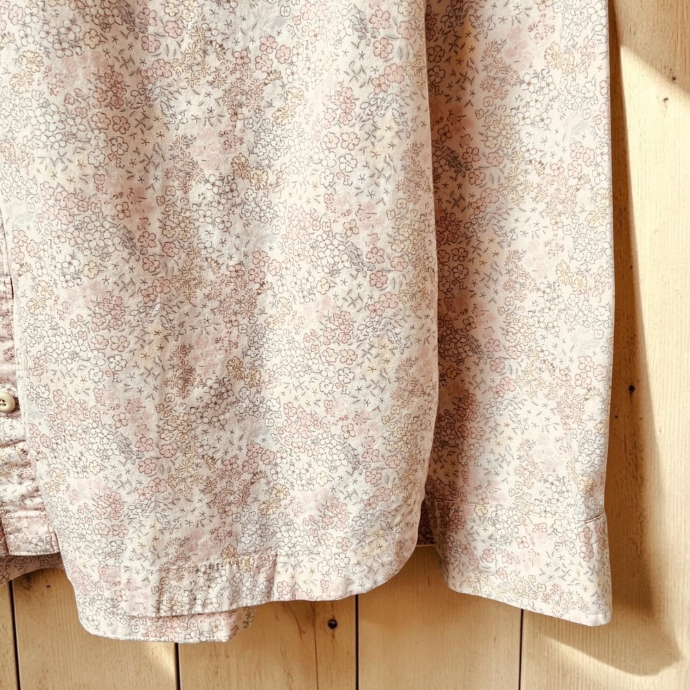 Duluth Trading Co Button Up Shirt Women's XL Dainty Floral Cream Pink Cottage - Picture 12 of 12